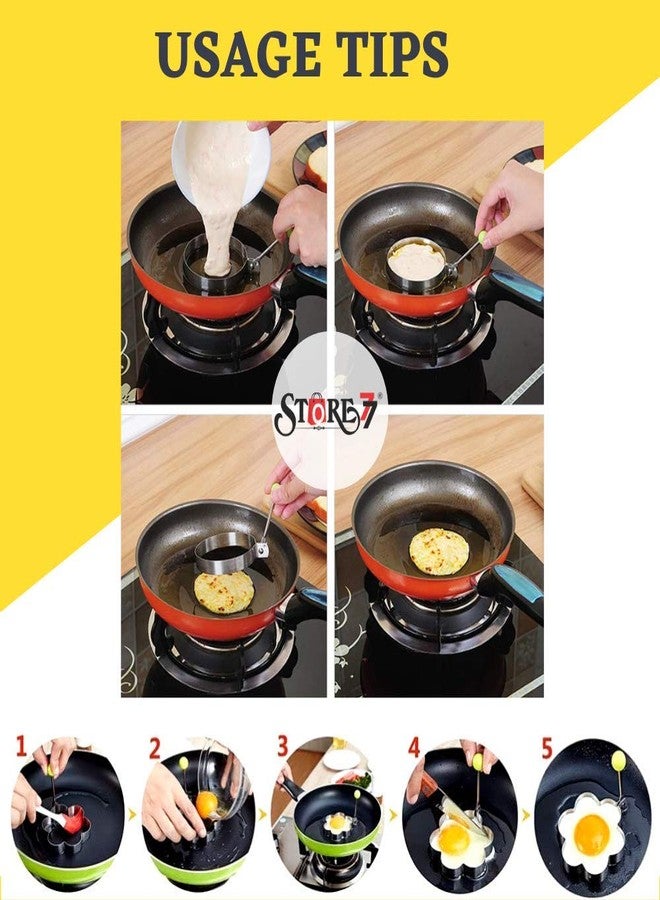 Connectwide Stainless Steel Fried Egg Mold Non Stick Omelette Pancake Rings Cooking Tools, Set of 4, Silver - Image 5